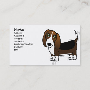 Carte De Visite Bande dessinée mignonne de Basset Hound - blanc e