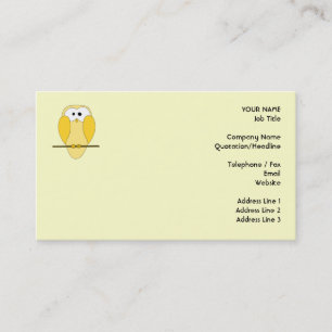 Carte De Visite Bande dessinée mignonne de hibou. Jaune