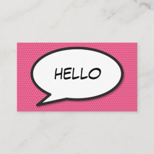 Carte De Visite Bande dessinée Pop Art BONJOUR Rose