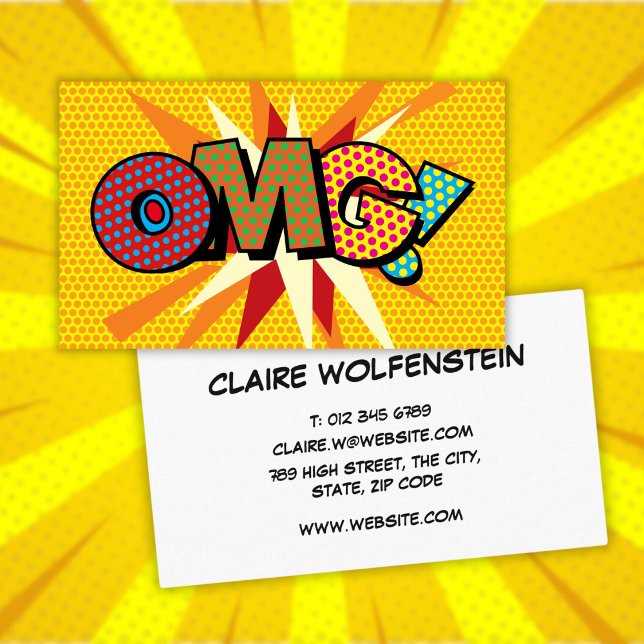 Carte De Visite Bande dessinée rétro super fun (OMG Fun Retro Comic Book Business Card)