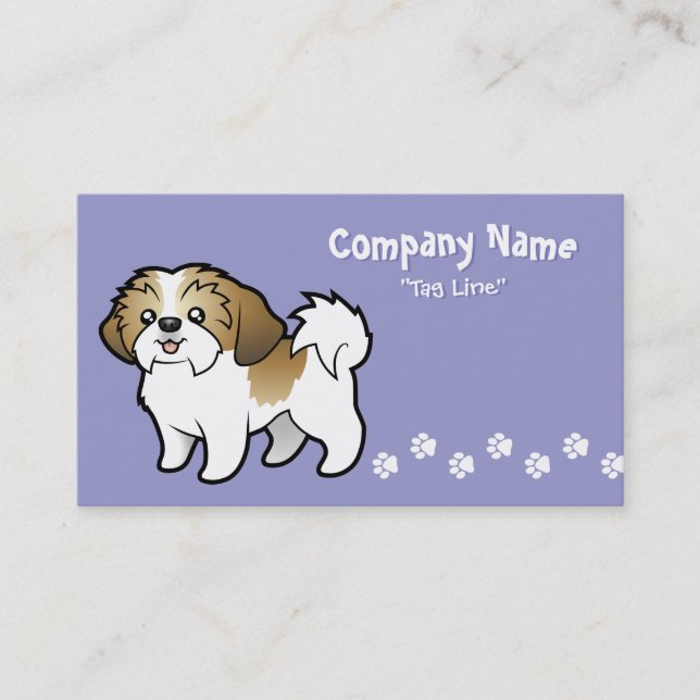 Carte De Visite Bande dessinée Shih Tzu (chiot coupé) (Devant)