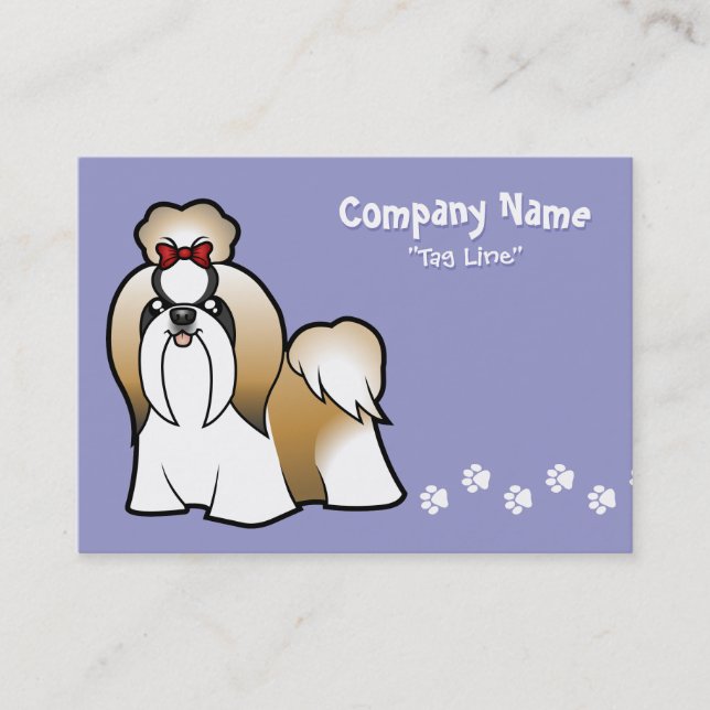 Carte De Visite Bande dessinée Shih Tzu (exposition coupée) (Devant)