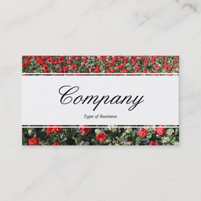Carte De Visite Bande du centre (bordé) - Script - Tulipes rouges  (Devant)