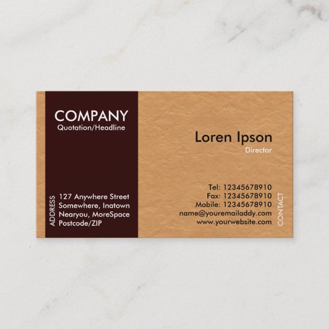 Carte De Visite Bande latérale Brown foncée - Texture Brown claire (Devant)