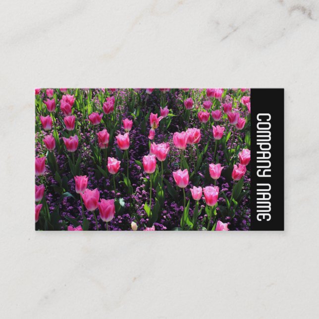 Carte De Visite Bande latérale - Lit de tulipes roses (Devant)