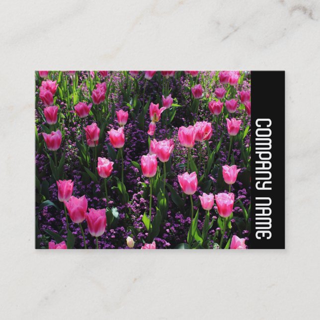 Carte De Visite Bande latérale - Lit de tulipes roses (Devant)