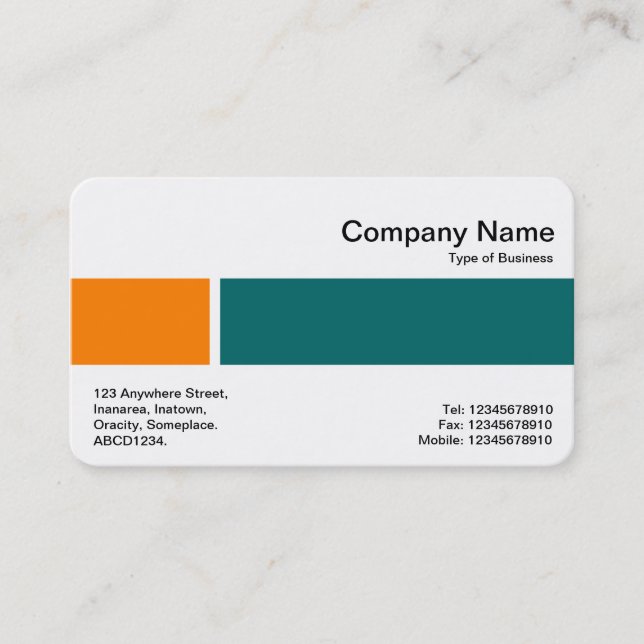 Carte De Visite Bande médiane - Deux tons 02 - Orange et vert (Devant)