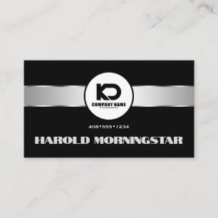 Carte De Visite Bande métallique argent noir avec code QR et logo