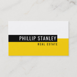 Carte De Visite BANDE MINIMALE MODERNE simple en gras jaune noir