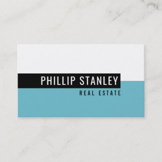 Carte De Visite BANDE MINIMALE MODERNE simple gras noir turquoise