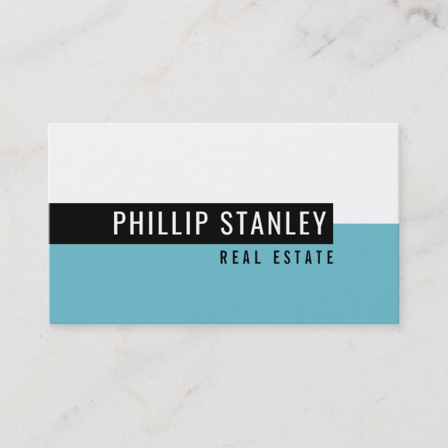 Carte De Visite BANDE MINIMALE MODERNE simple gras noir turquoise (Devant)