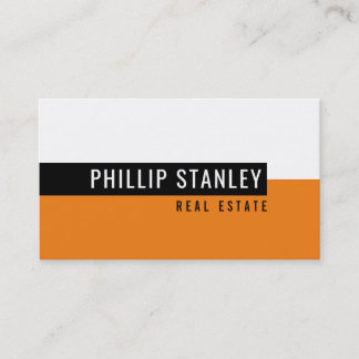 Carte De Visite BANDE MINIMALE MODERNE simple orange noire