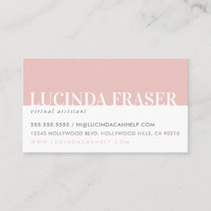 Carte De Visite BANDE MODERNE LIBRE simple rose rose pâle