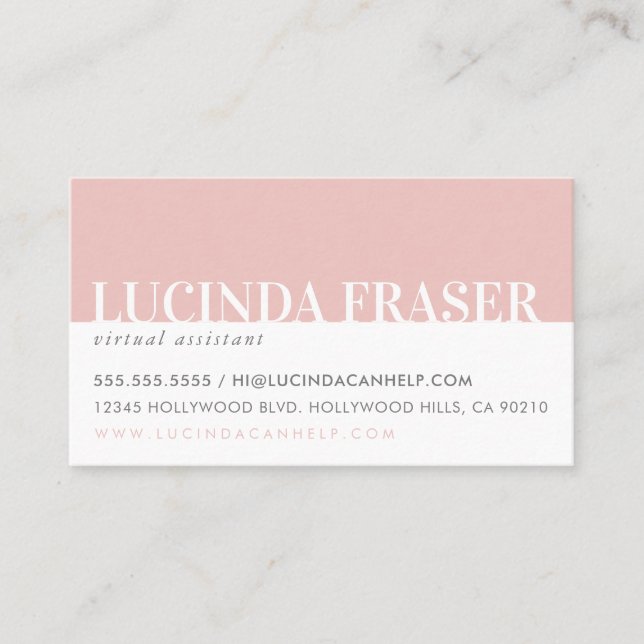 Carte De Visite BANDE MODERNE LIBRE simple rose rose pâle (Devant)