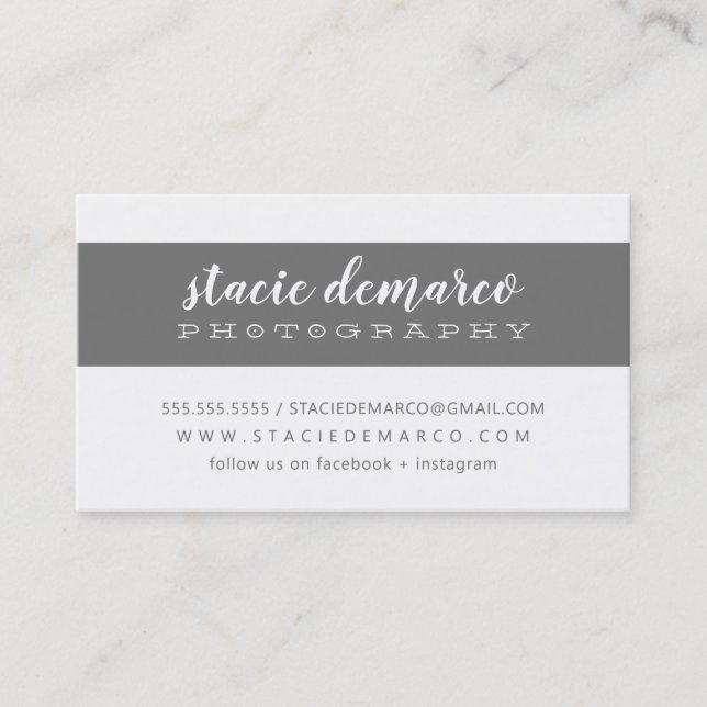 Carte De Visite BANDE MODERNE SIMPLE clair moyen gris blanc (Devant)