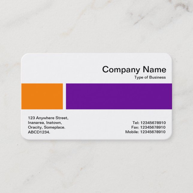 Carte De Visite Bande moyenne - Deux tons 02 - Orange et violet (Devant)