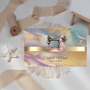 Carte De Visite Bande Or, Machine à coudre Florale Colorée