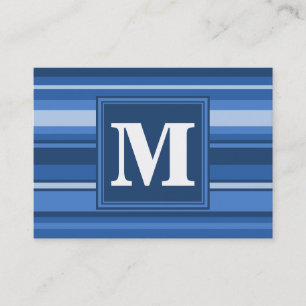 Carte De Visite Bandes bleu monogramme