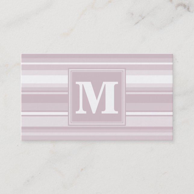 Carte De Visite Bandes de quartz roses monogrammes (Devant)