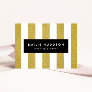 Carte De Visite Bandes d'or, Blancs, Motif rayé