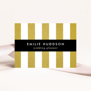 Carte De Visite Bandes d'or, Blancs, Motif rayé