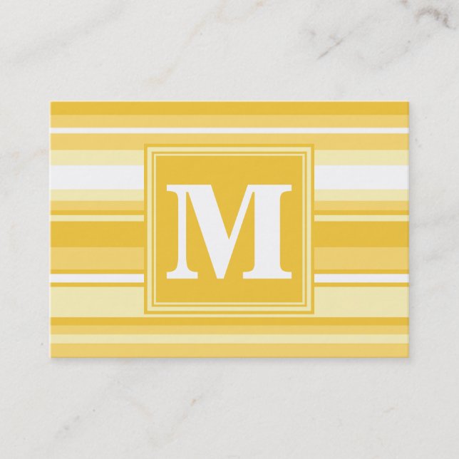 Carte De Visite Bandes jaunes monogrammes (Devant)