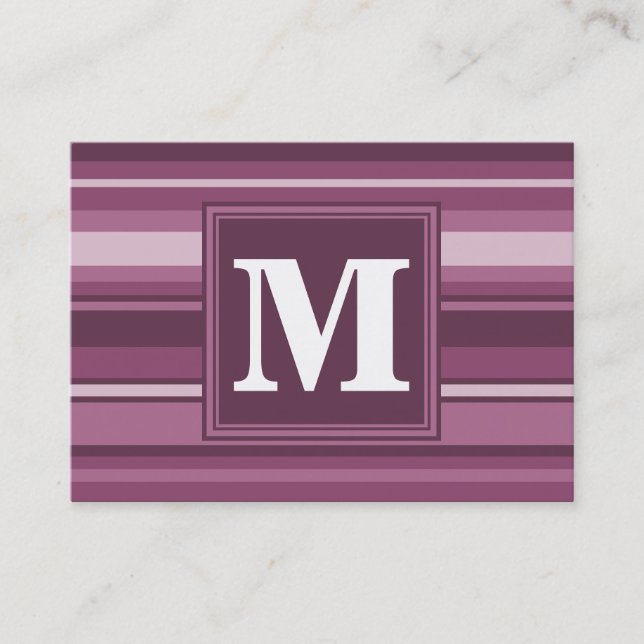 Carte De Visite Bandes mauve monogrammes (Devant)