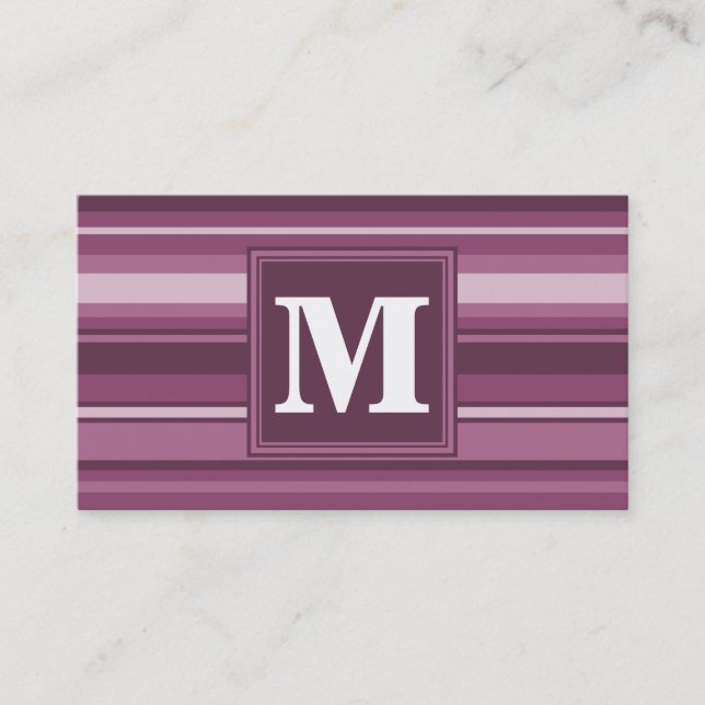 Carte De Visite Bandes mauve monogrammes (Devant)