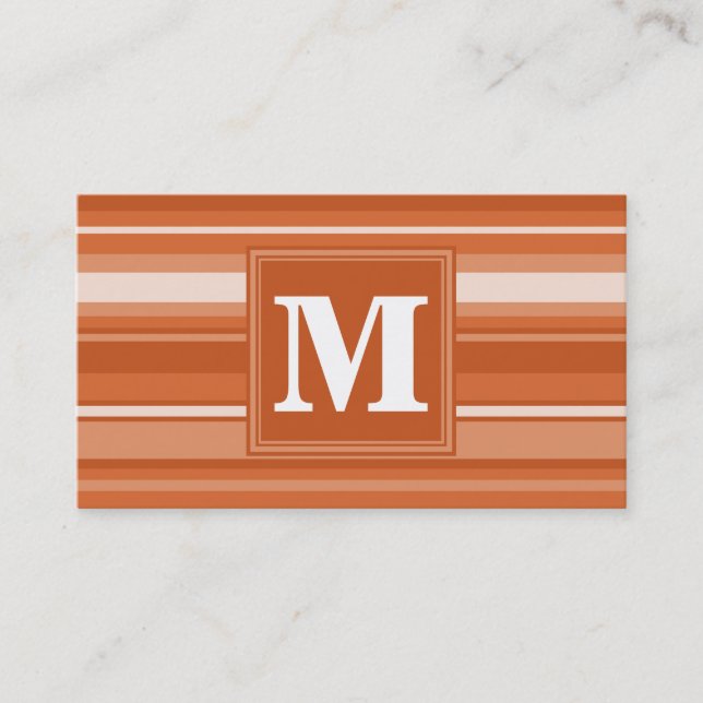 Carte De Visite Bandes orange monogrammes (Devant)