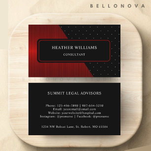 Carte De Visite Bandes rouges personnalisées Noir Blanc Dot Profes