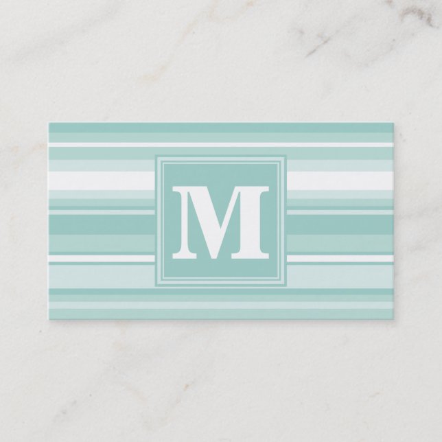 Carte De Visite Bandes vertes de menthe monogramme (Devant)