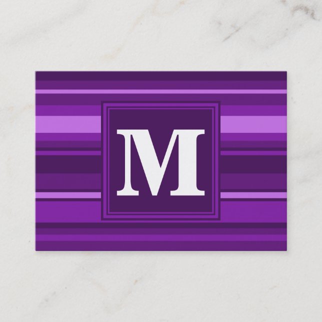 Carte De Visite Bandes violettes monogrammes (Devant)