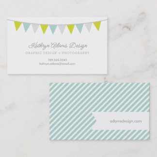 Carte De Visite Bannière de Bunting vert et Aqua