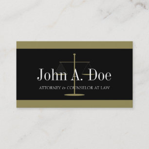 Carte De Visite Bannière noire Attorney Gold