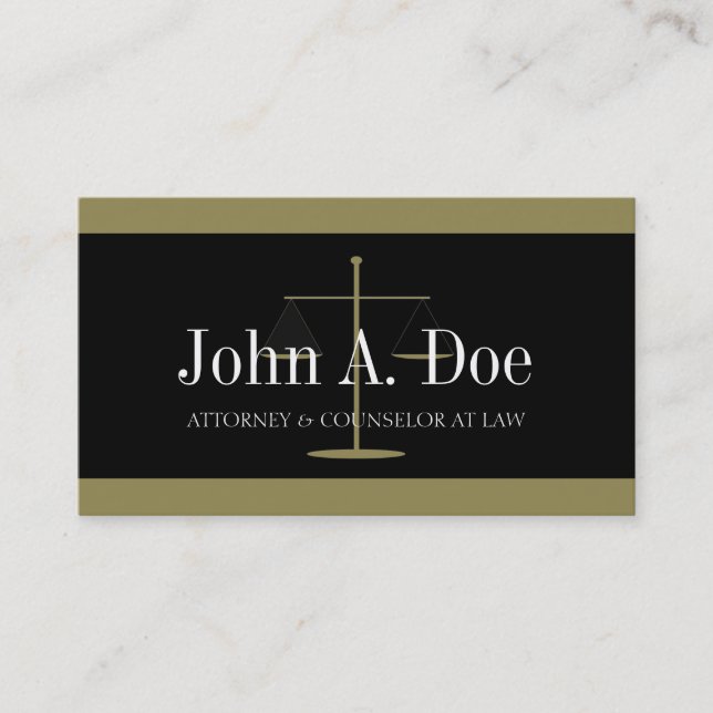 Carte De Visite Bannière noire Attorney Gold (Devant)