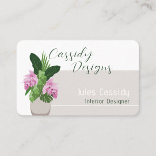 Carte De Visite Bannière Tropicale Medinilla rose Fleur Beige
