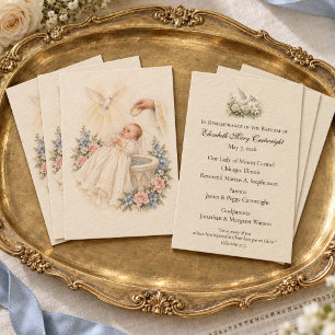 Carte De Visite Baptême de bébé catholique vintage - souvenir 