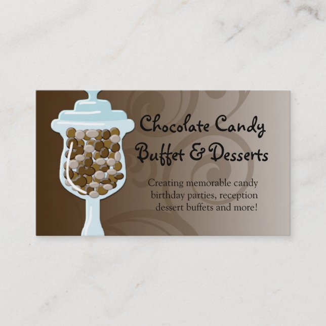 Carte De Visite Bar à buffets de confiseries au chocolat, Urne de  (Devant)