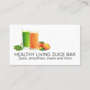 Carte De Visite Bar à jus Smoothie Aquarelle Petit déjeuner Boutiq