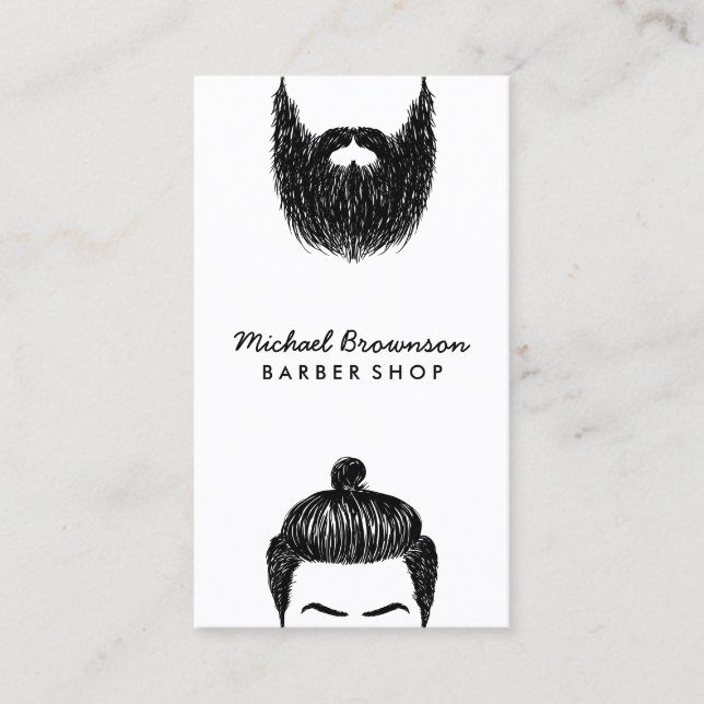 Carte De Visite Barbe de hipster barbier moustache qr code (Devant)