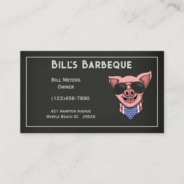Carte de visite barbecue en tableau noir (Devant)