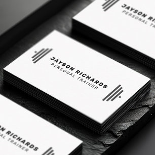 Carte De Visite Barbell Personnel Entraîné Simple Noir & Blanc Gra