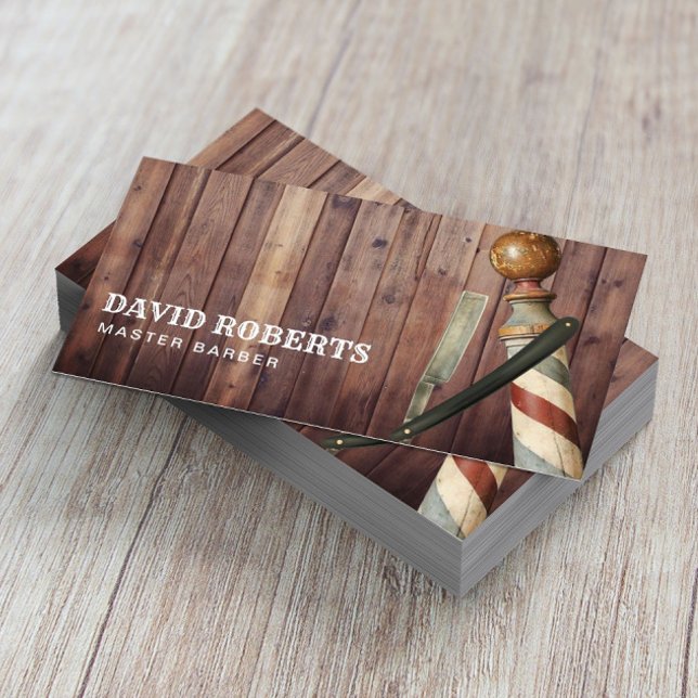 Carte De Visite Barber Barbershop Vintage Razor Hair Styliste (Créateur téléchargé)