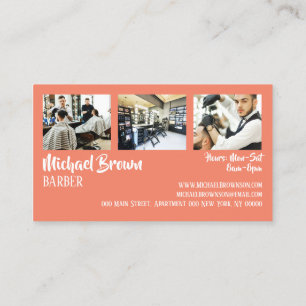 Carte De Visite barber de photo personnalisé encadré orange