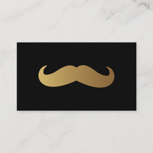 Carte De Visite Barber Golden Mustache Professional QR Code unique (Devant)