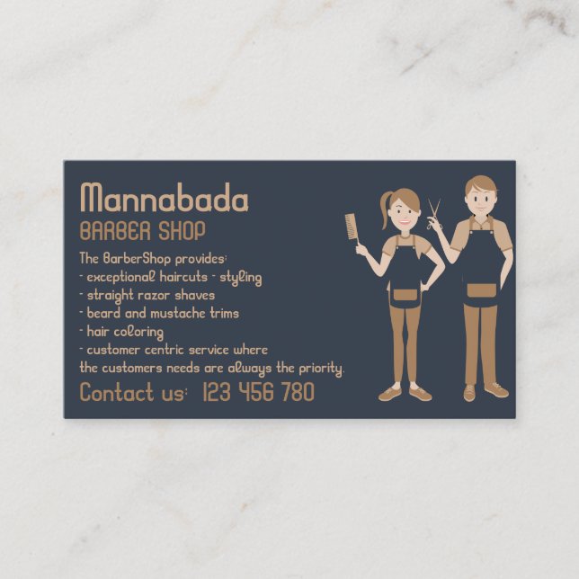 Carte De Visite Barber Hair Salon enfants hommes femmes (Devant)
