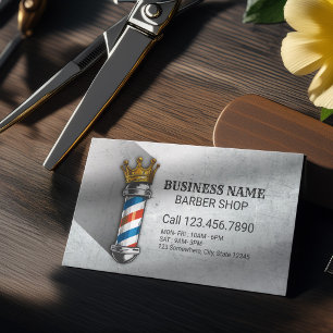 Carte De Visite Barber Hair Shop Royal Crown Barber Pole Code QR