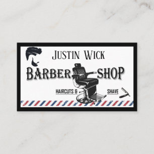 Carte De Visite Barber Hair Styliste Bleu noir moderne mode rouge