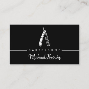 Carte De Visite Barber Logo Razor Shadow