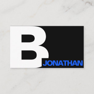 Carte De Visite Barber Modern Bold Typographie Initiale Noir Blanc
